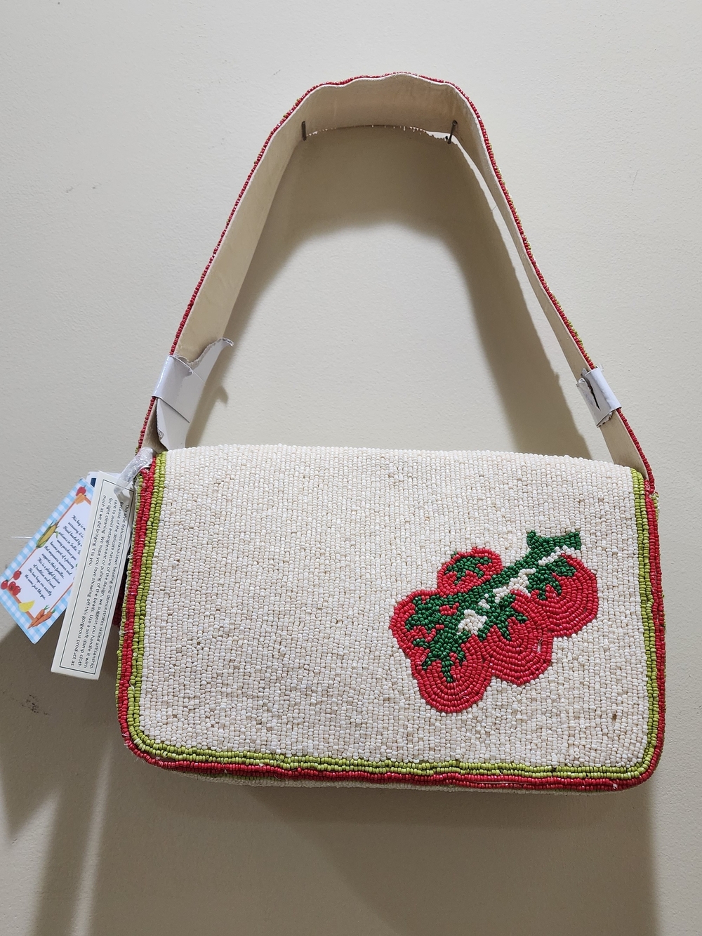 Beaded 'Heirloom Tomato' Shoulder Bag - White - Picture 3 of 3